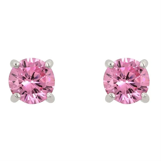 Blossom Pink Round Cut Stud Earrings – 7mm | 1.5ct | Sterling Silver