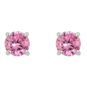 Blossom Pink Round Stud Earrings – 6.25mm | 0.95ct | Sterling Silver