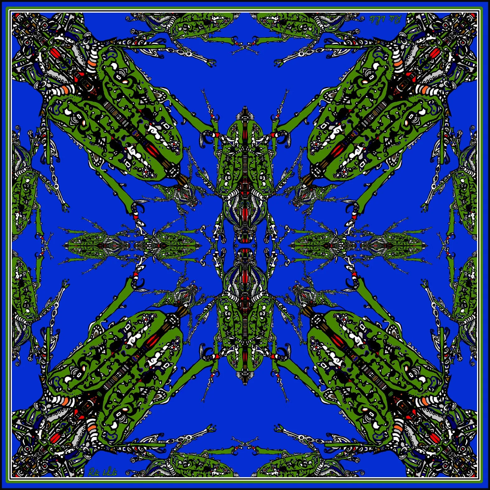 Blue /Green Beetle, 100% Silk Scarf