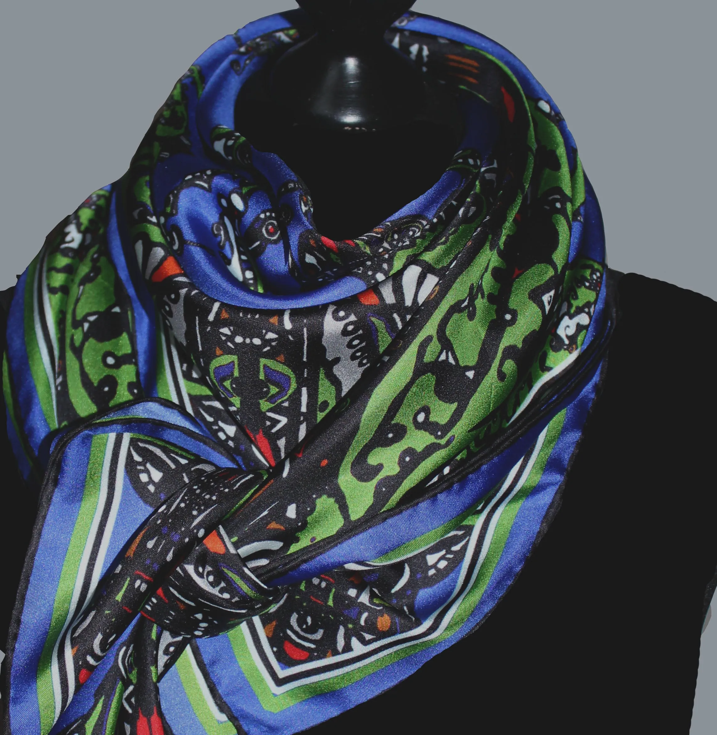 Blue /Green Beetle, 100% Silk Scarf