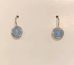 Blue Jade Ball Earrings Sterling Silver