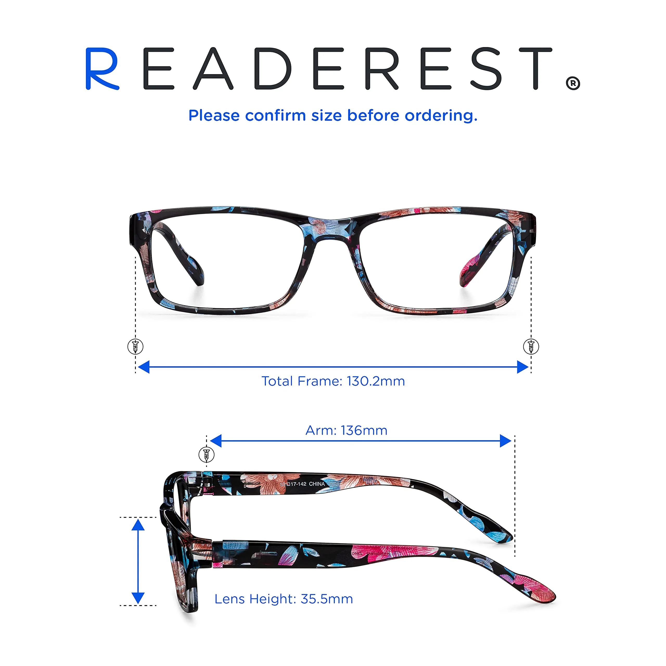 Blue-Light-Blocking-Reading-Glasses-Floral-1-25-Magnification Anti Glare