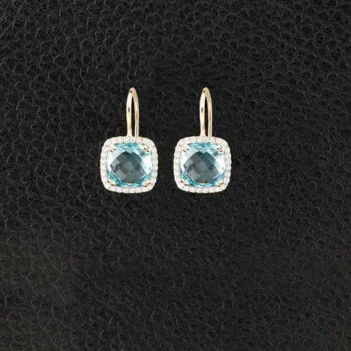 Blue Topaz & Diamond Earrings