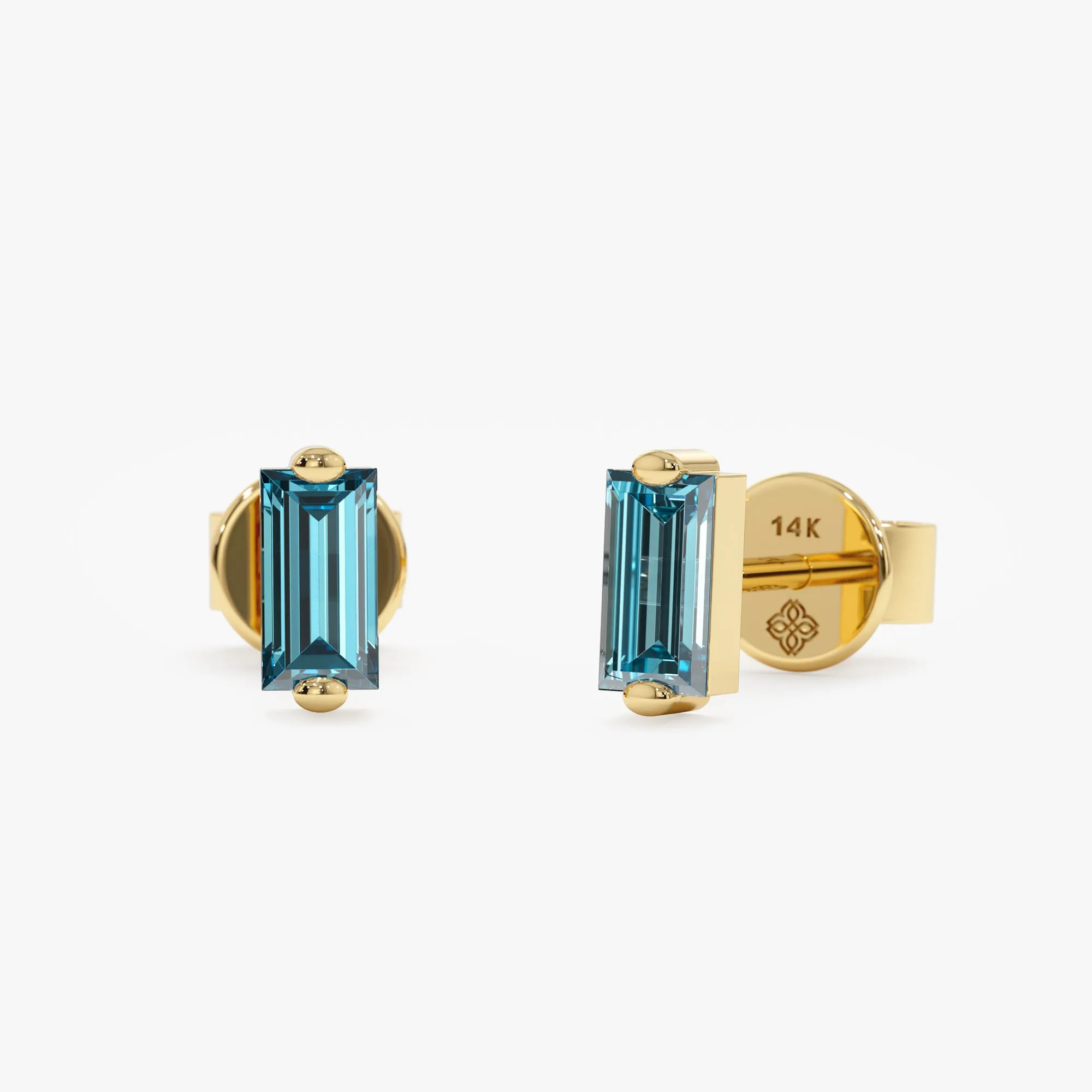 Blue Topaz Baguette Stud Earrings, Lupita