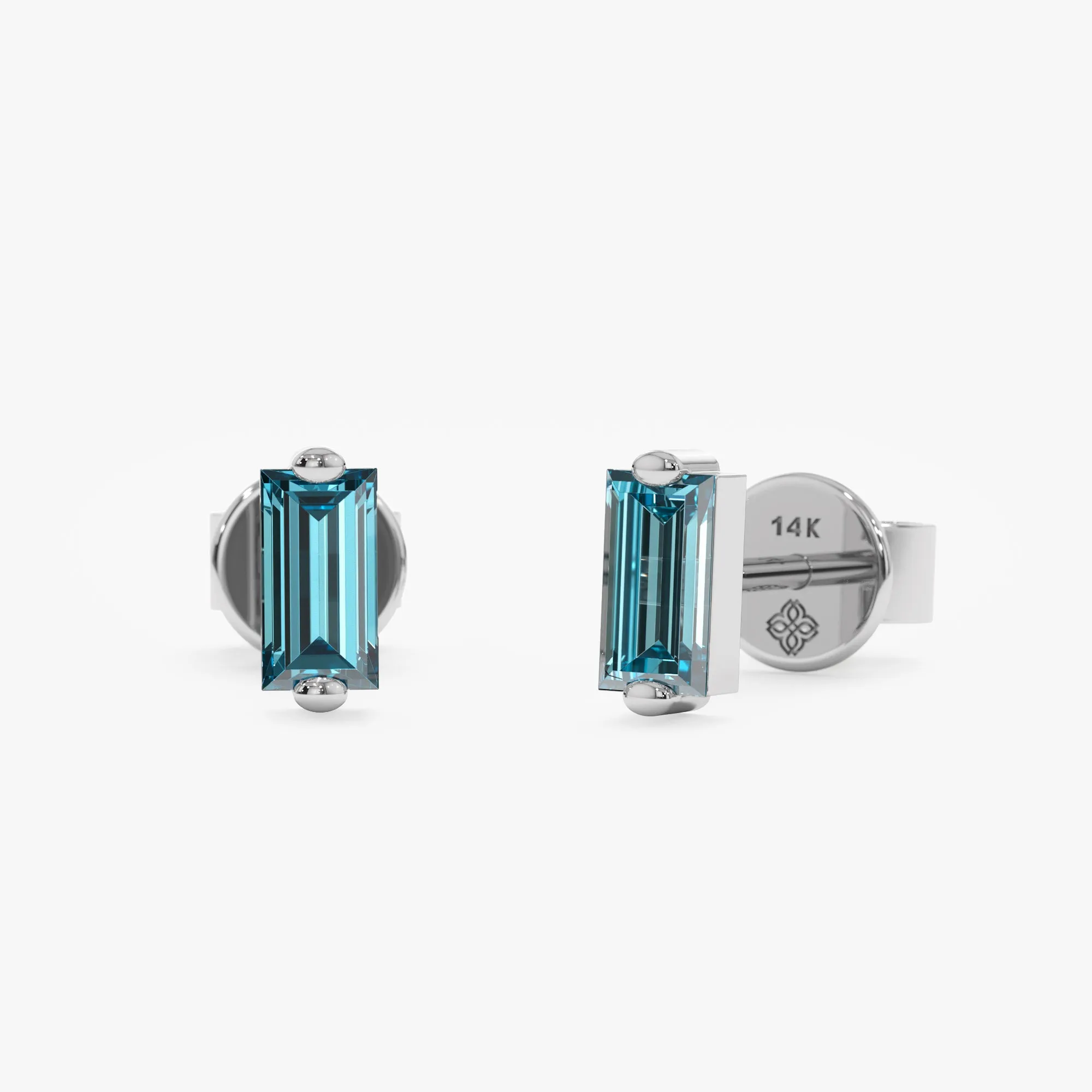 Blue Topaz Baguette Stud Earrings, Lupita