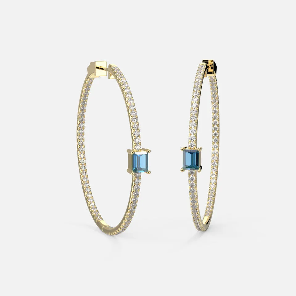 Blue Topaz Hoop Earrings