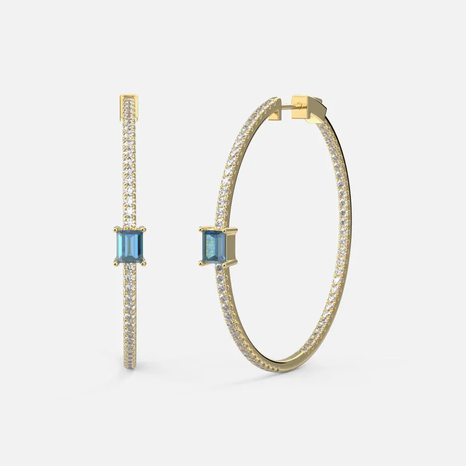 Blue Topaz Hoop Earrings