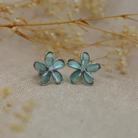 Blue Topaz Plumeria Earrings