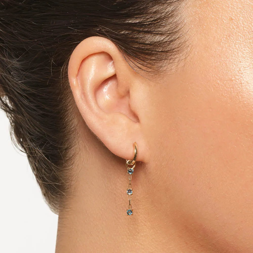 Blue Topaz Trio Drop Charm in 10k Gold