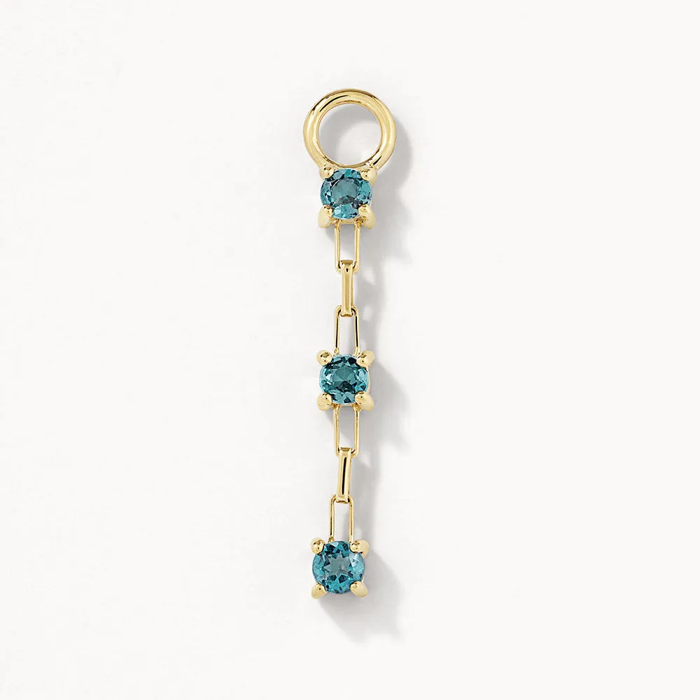 Blue Topaz Trio Drop Charm in 10k Gold