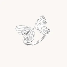 Butterfly Wings Silver Adjustable Ring