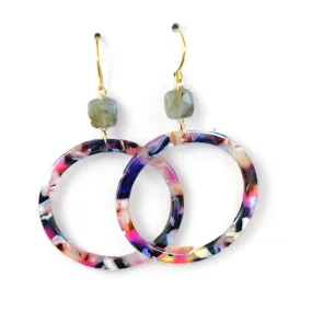 Cannes Acrylic Earrings - Hoop (berry)