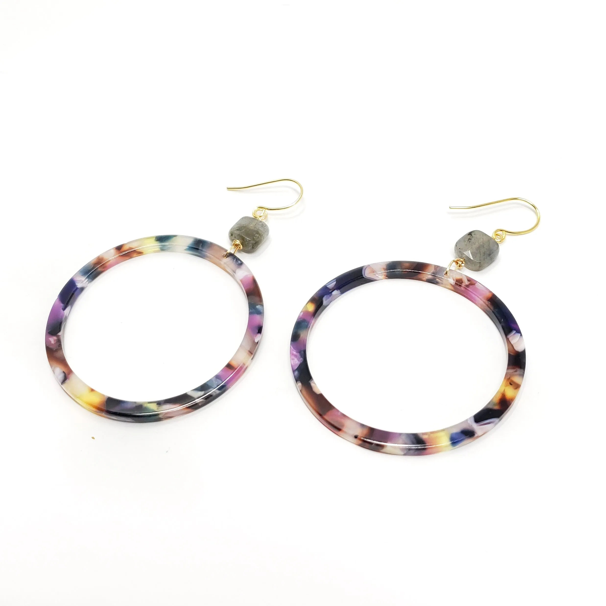 Cannes Acrylic Earrings - Hoop (berry)