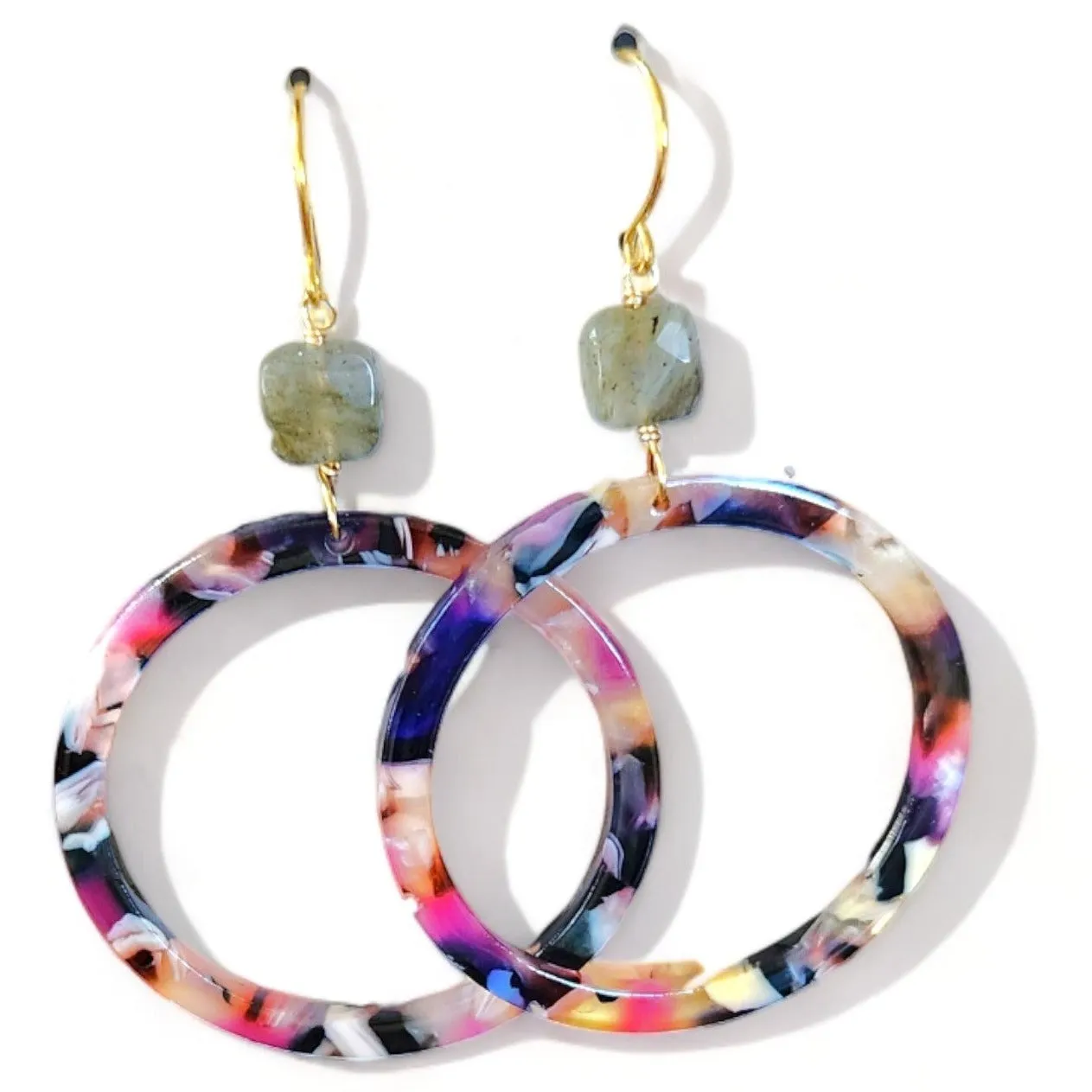 Cannes Acrylic Earrings - Hoop (berry)