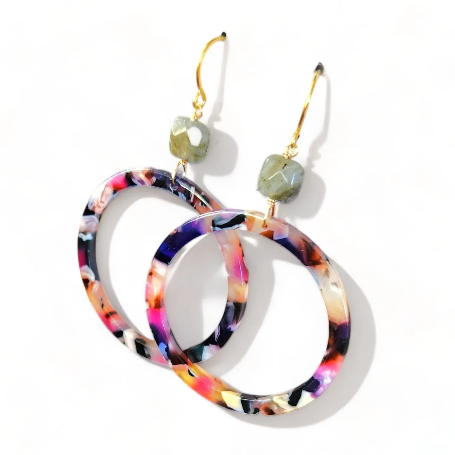 Cannes Acrylic Earrings - Hoop (berry)