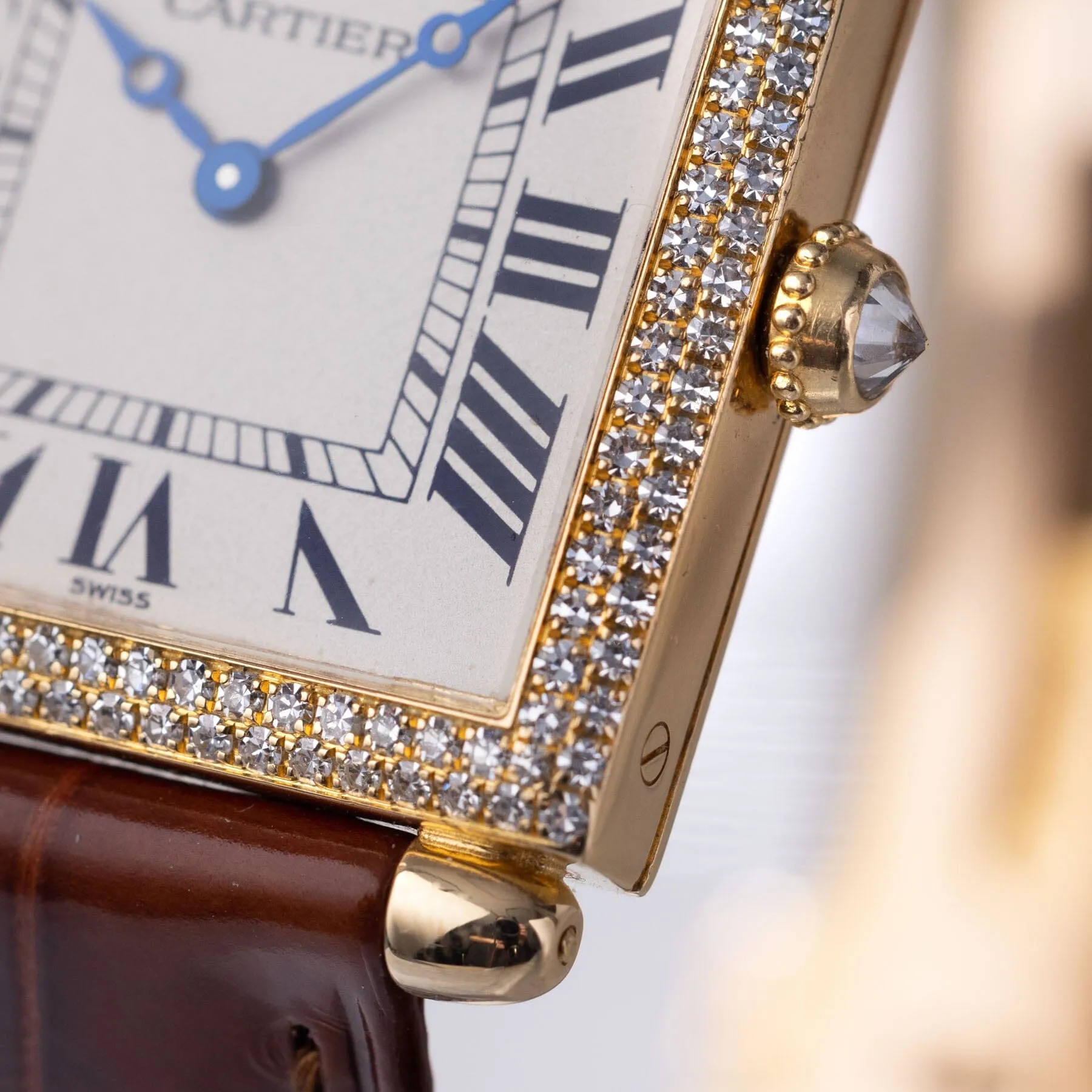 Cartier Tank Obus 1630 Yellow Gold Diamond Bezel Cartier Service