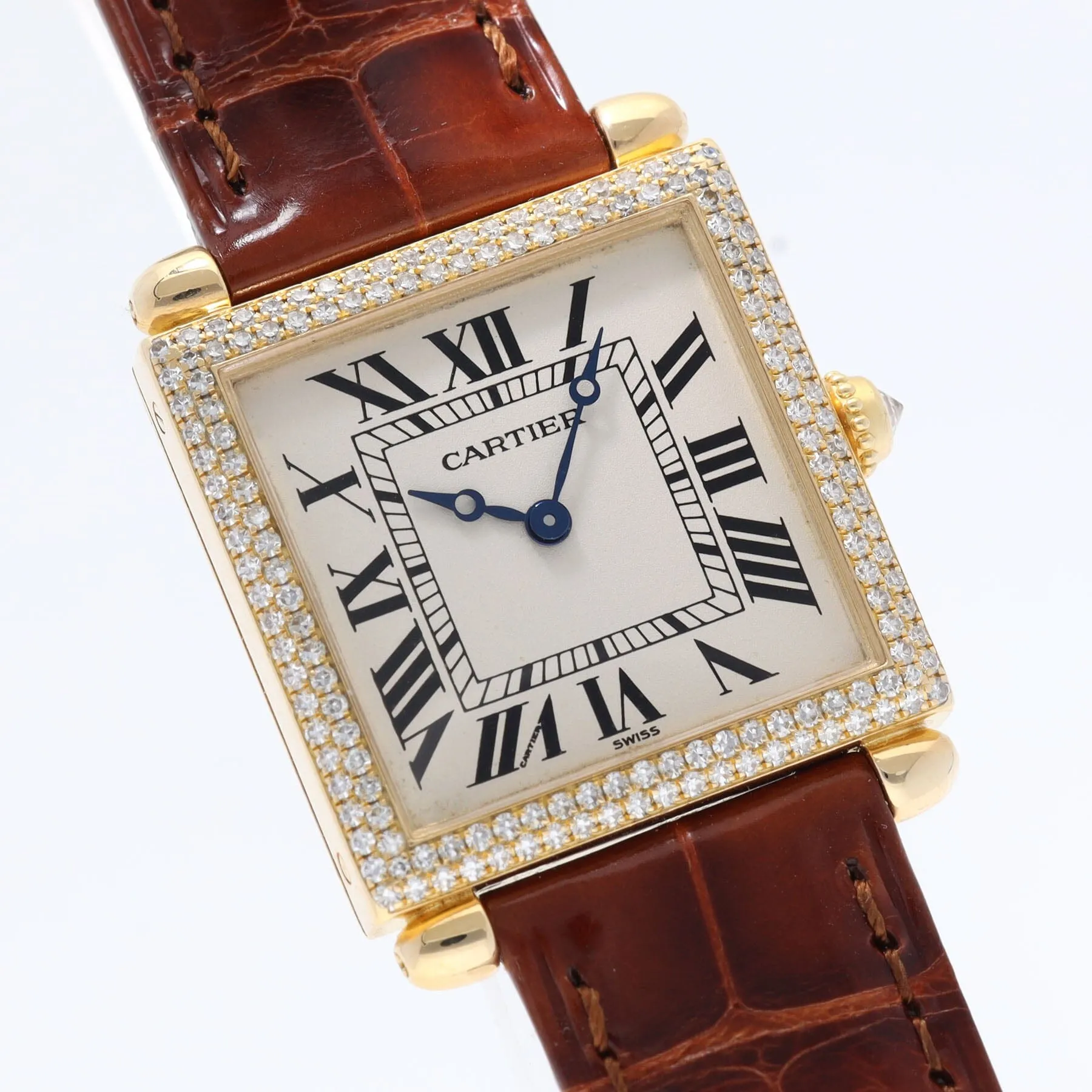 Cartier Tank Obus 1630 Yellow Gold Diamond Bezel Cartier Service