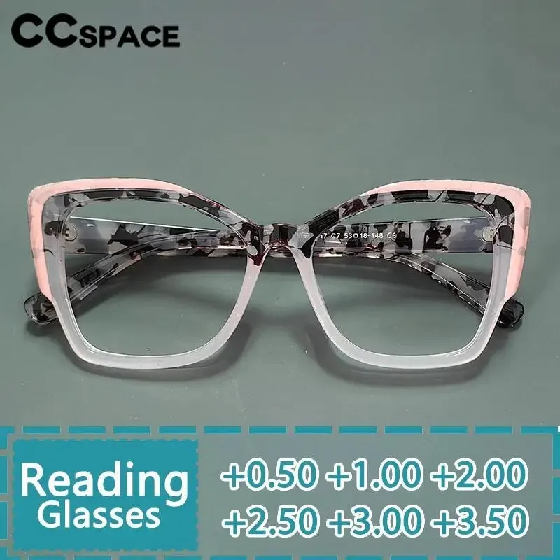 CCspace Women's Full Rim Large Cat Eye Tr 90 Titanium Reading Glasses 57027