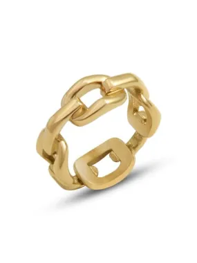 Chain Style Ring 18K Gold Plated Luxury Fashion Stainless Steel Statement Ring