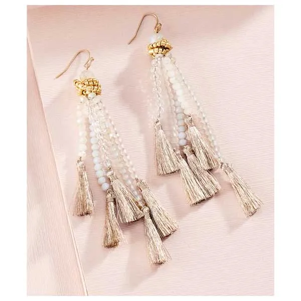 Charlie Paige Beaded Tassel Dangle Earrings