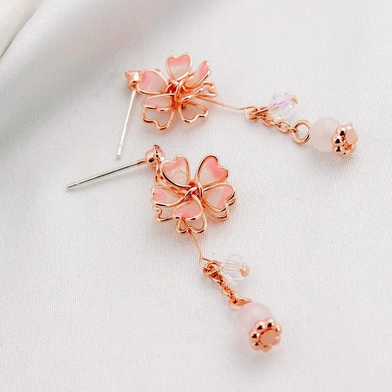 Charming Cherry Blossom Dangle Earrings