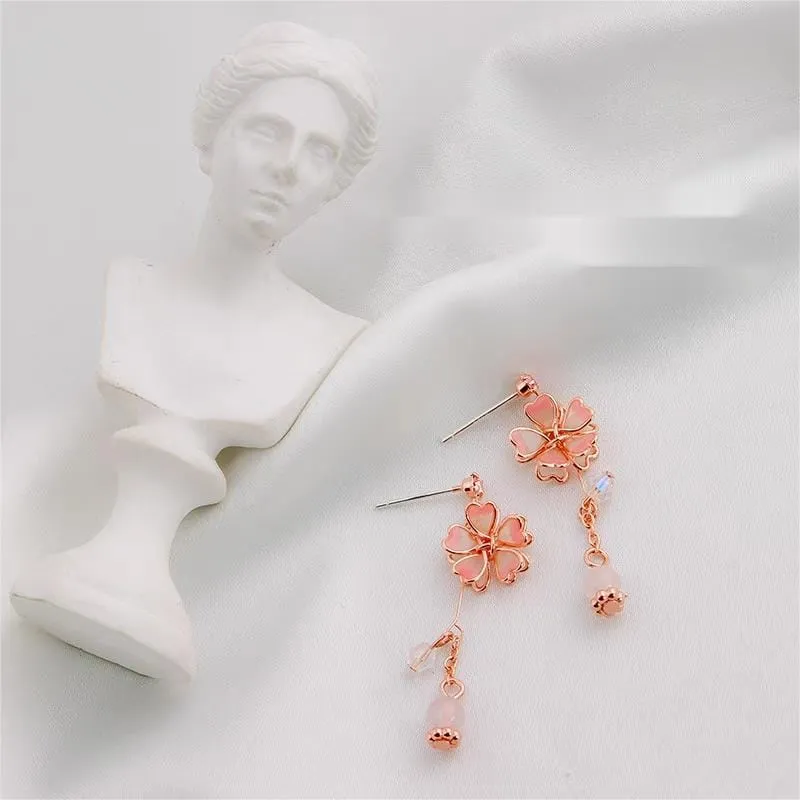 Charming Cherry Blossom Dangle Earrings