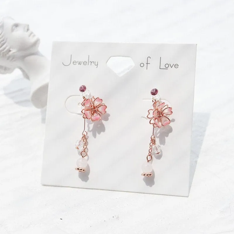 Charming Cherry Blossom Dangle Earrings