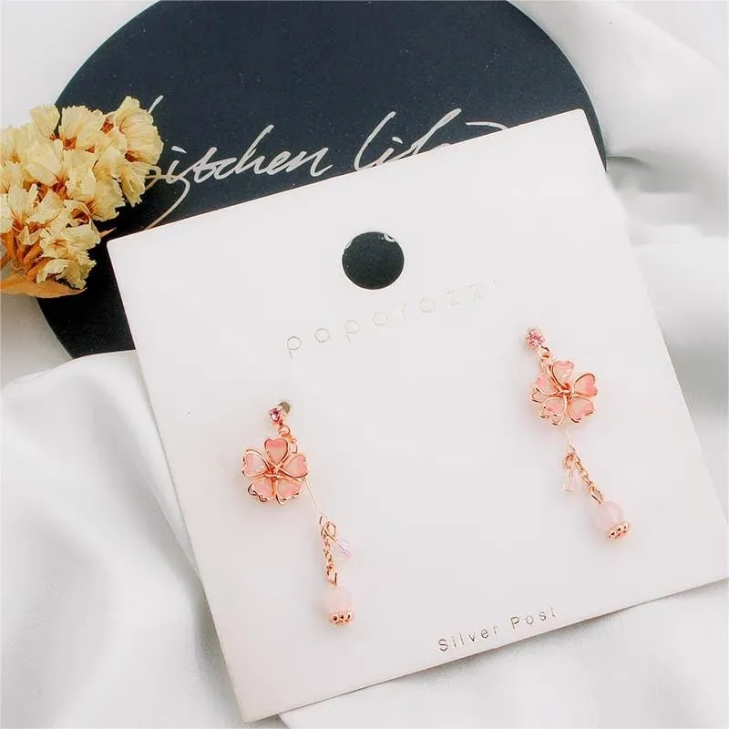 Charming Cherry Blossom Dangle Earrings