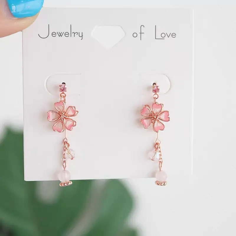 Charming Cherry Blossom Dangle Earrings