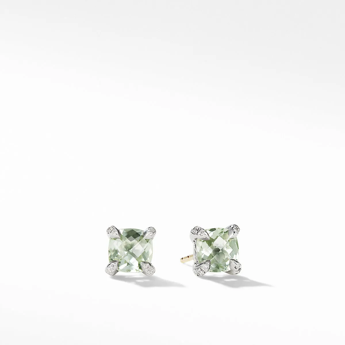 Chatelaine Stud Earrings with Prasiolite and Diamonds