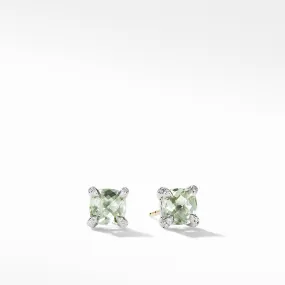 Chatelaine Stud Earrings with Prasiolite and Diamonds