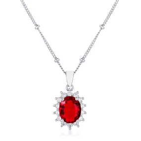 Chesna Oval Ruby  Halo Pendant