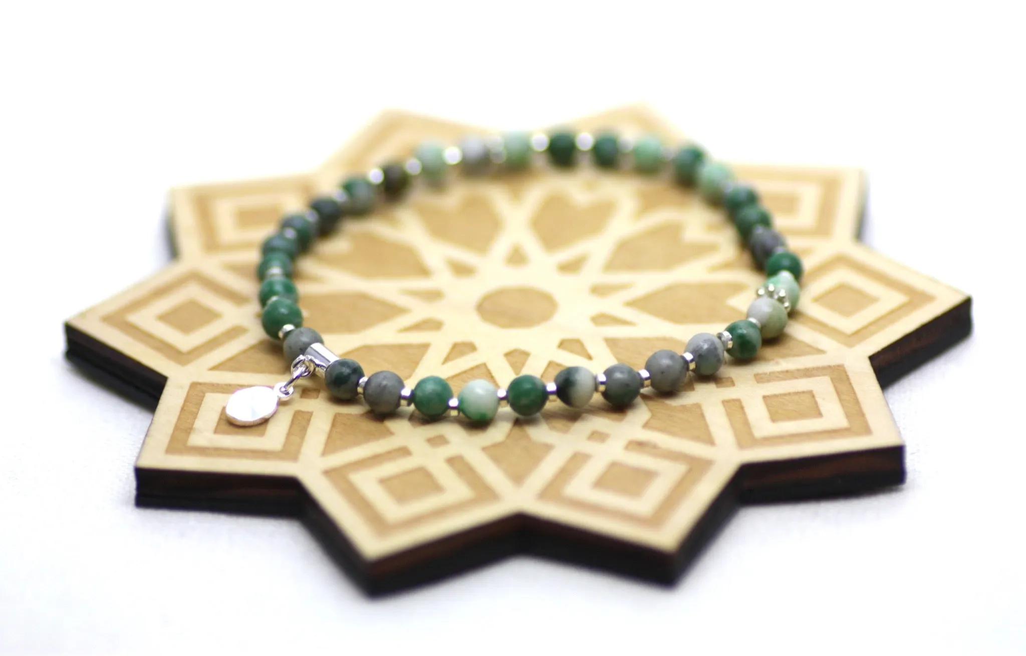 Ching Hai Jade and Silver Wrist Tasbih