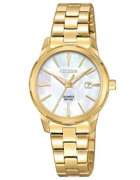 Citizen Quartz Womens Watch - Gold-tone - Mother of Pearl - Date - Bracelet