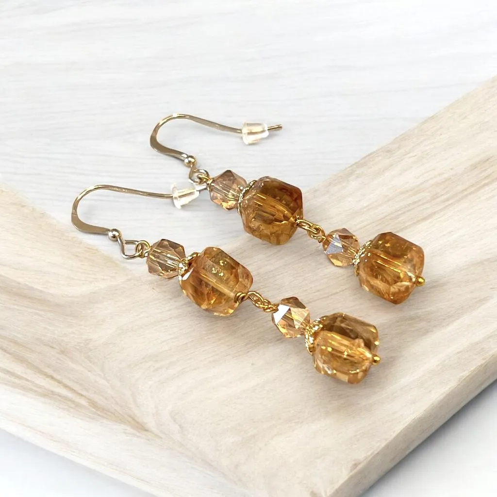 Citrine Gemstone Drop Earrings