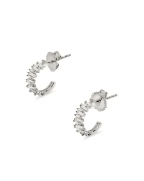 Classic Diamond Zig Zag White Gold Mini Hoop Earrings