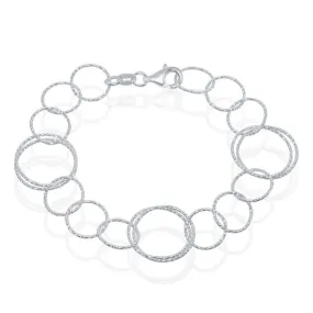 Classic Women's Bracelet - Sterling Linked Sparkling Circles | S-4683