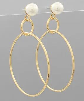 Classy Pearl Gold Hoop Earrings