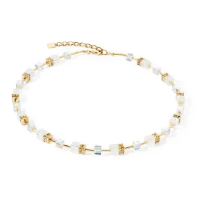 Coeur De Lion GeoCUBE® Iconic Nature Gold and White Necklace