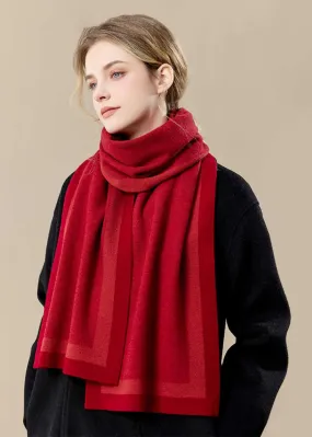 Colorblock Border Wool Long Scarf