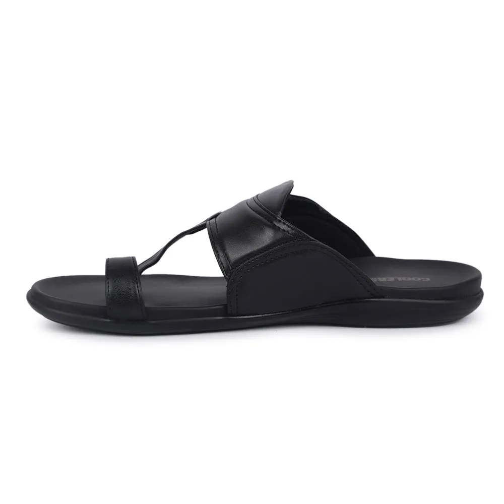 Coolers Casual Black Toe Ring Slippers For Men KENYA-2E By Liberty