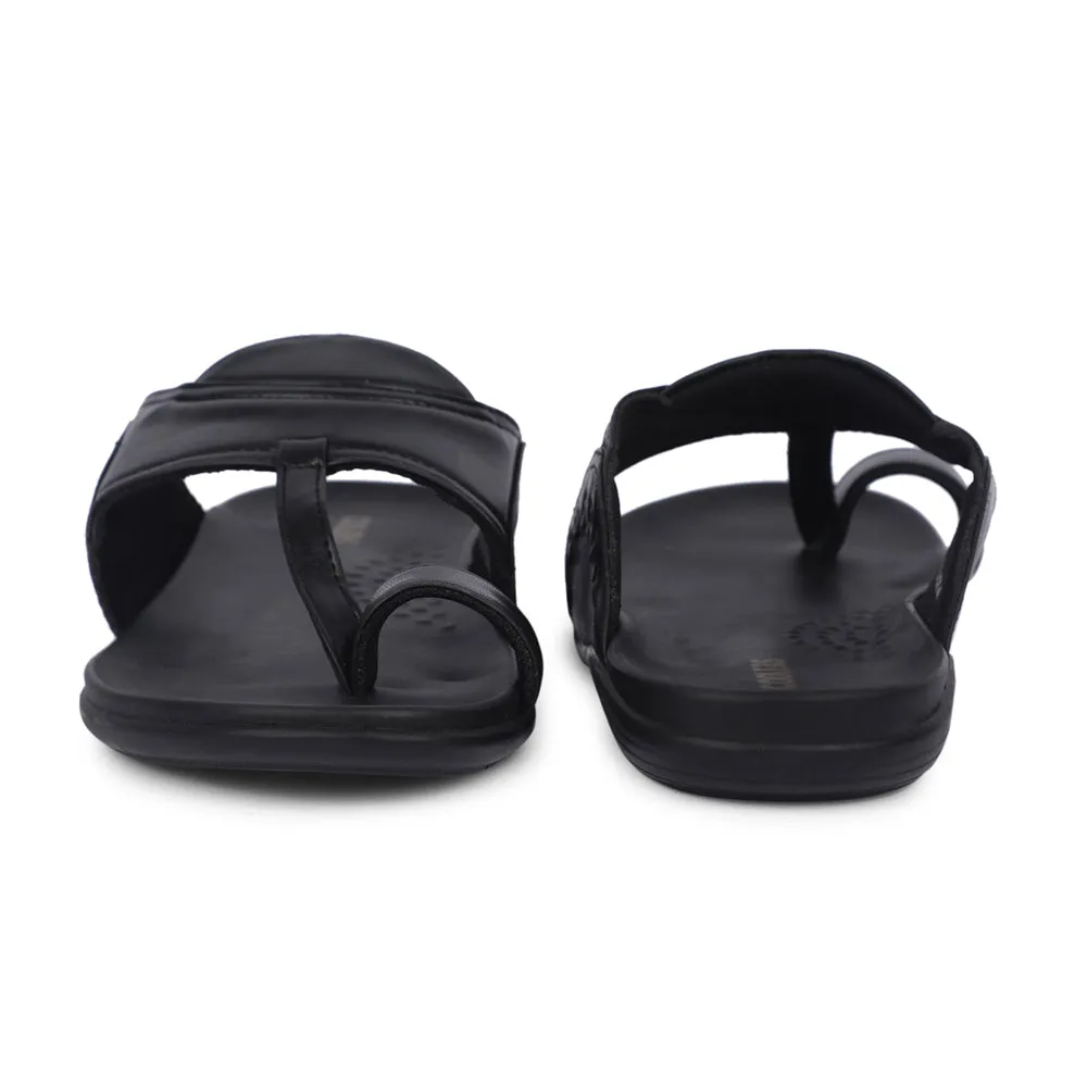 Coolers Casual Black Toe Ring Slippers For Men KENYA-2E By Liberty