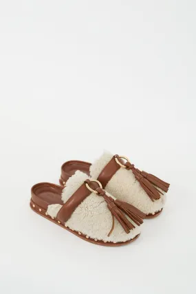 Cream Shearling Brown Leather Ruby Mule