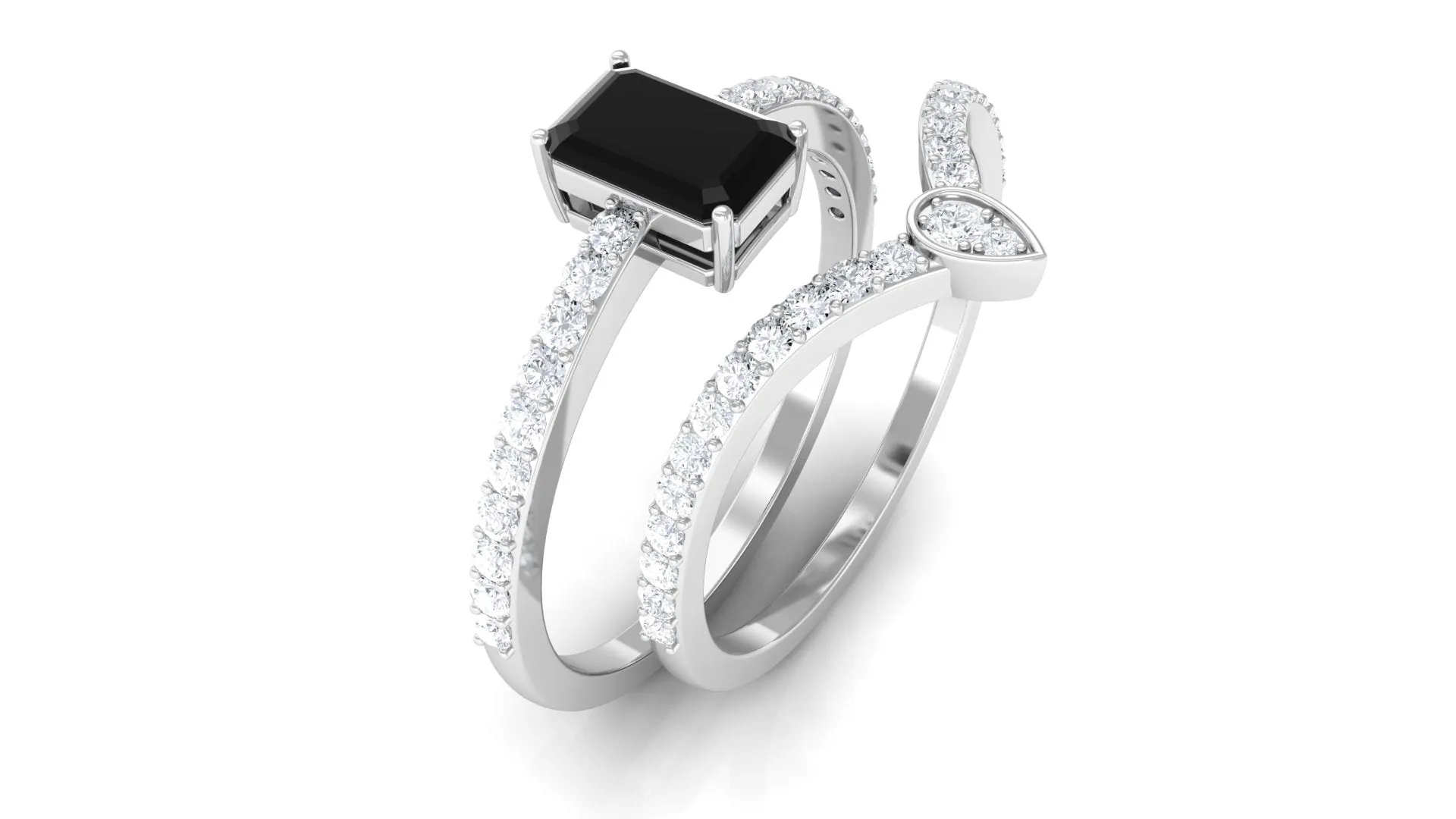 Created Black Diamond and Diamond Bridal Ring Set