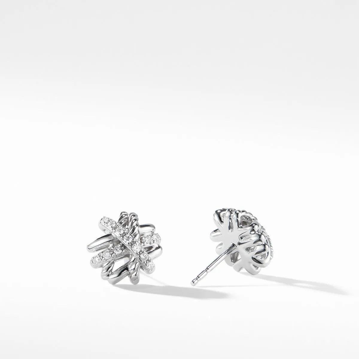 Crossover Earrings with Diamonds, 11mm