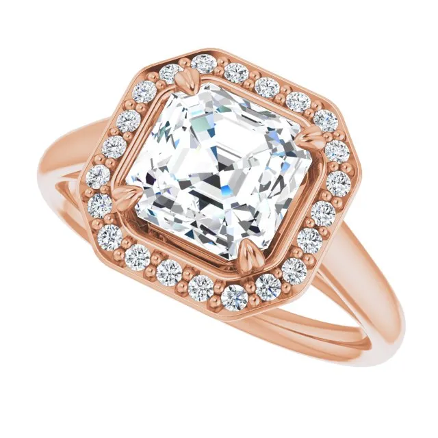 Cubic Zirconia Engagement Ring- The Arianna (Customizable Asscher Cut Design with Loose Halo)