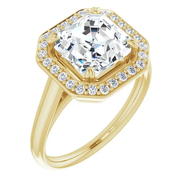 Cubic Zirconia Engagement Ring- The Arianna (Customizable Asscher Cut Design with Loose Halo)