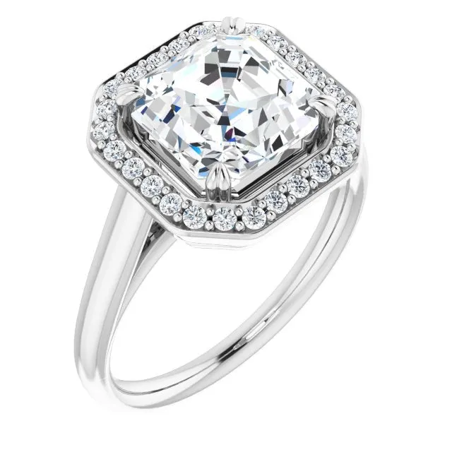 Cubic Zirconia Engagement Ring- The Arianna (Customizable Asscher Cut Design with Loose Halo)