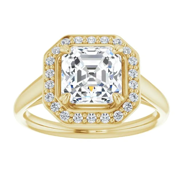 Cubic Zirconia Engagement Ring- The Arianna (Customizable Asscher Cut Design with Loose Halo)