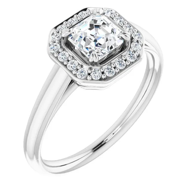 Cubic Zirconia Engagement Ring- The Arianna (Customizable Asscher Cut Design with Loose Halo)